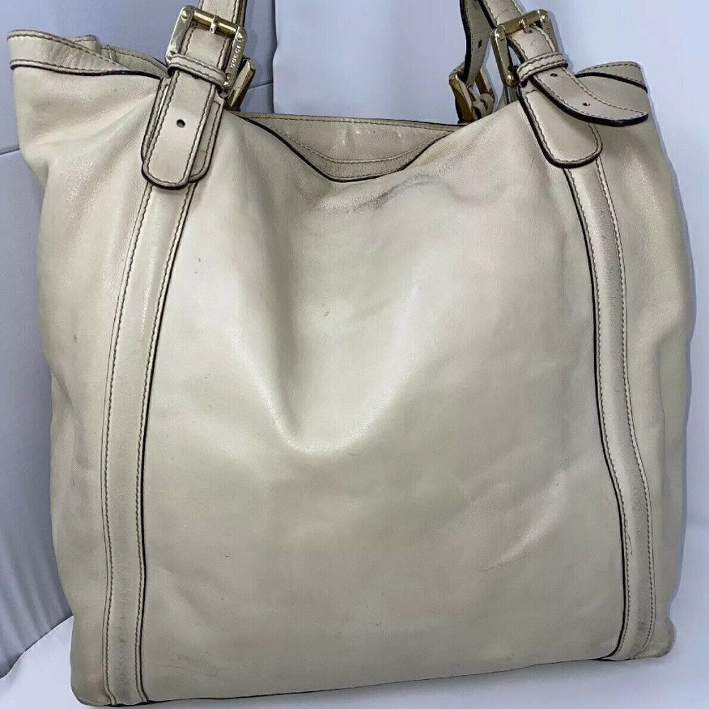 Gucci Cream Leather Britt Interlocking GG Large Shoulder Tote Bag - Picture 5 of 10